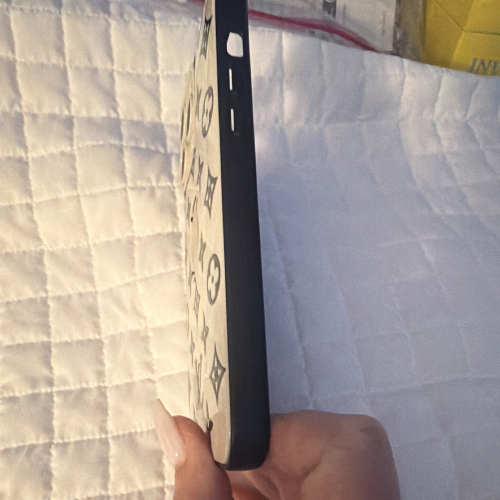 White & Black Patterned Monogram Back Case Phone Case Cover