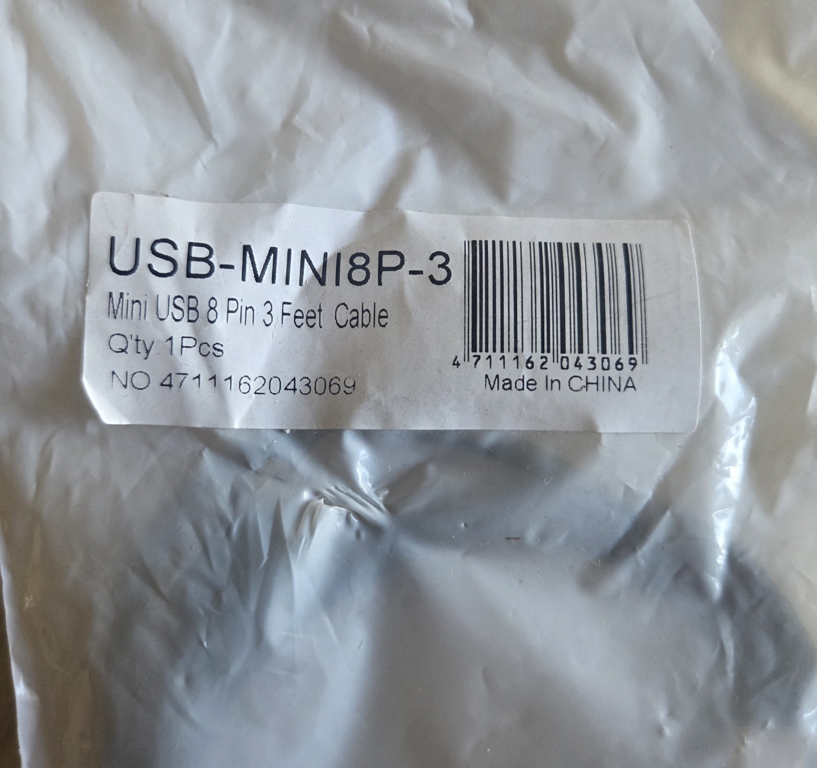 Black USB 2.0 a to 8 Pin Mini B Cable W/Mini USB 8 Pin Digital Camera