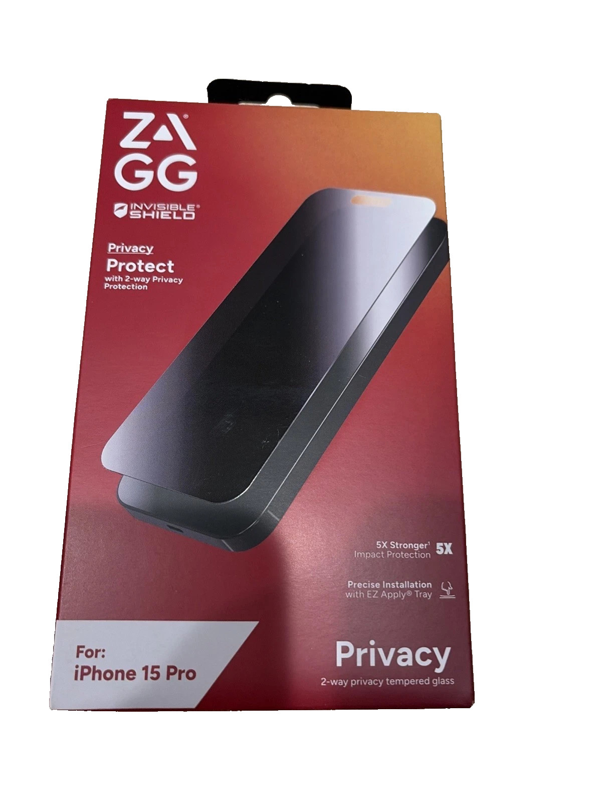 ZAGG Glass Privacy Screen Protector for iPhone 15 Pro – 5x Stronger NEW !!!