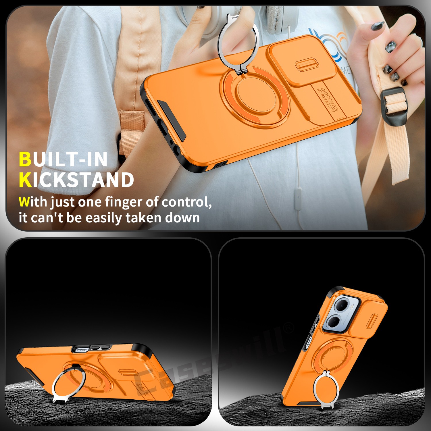 For Xiaomi 17 15T Poco M7 F8 F7 X7 X6 Pro Max Shockproof Ring Stand Case Cover