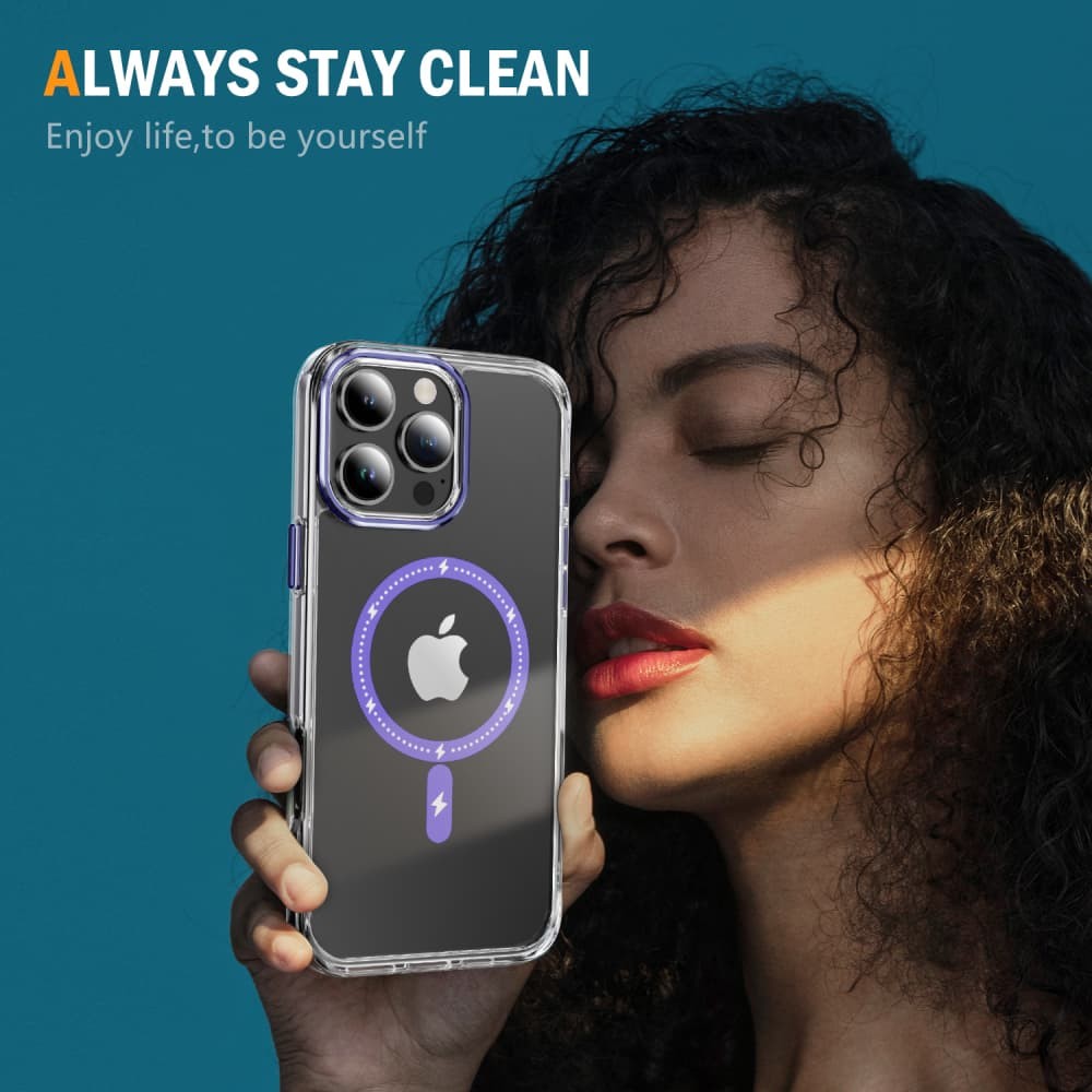 For iPhone 16e Pro Max Clear Magnetic Case, Anti‑Yellow Cover+2x Tempered Glass