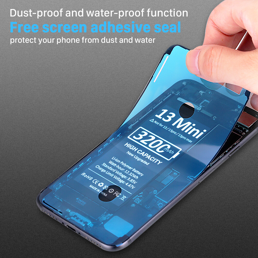 3200mAh High-Capacity Replacement Battery for iPhone 13 MINI + Adhesive Tape