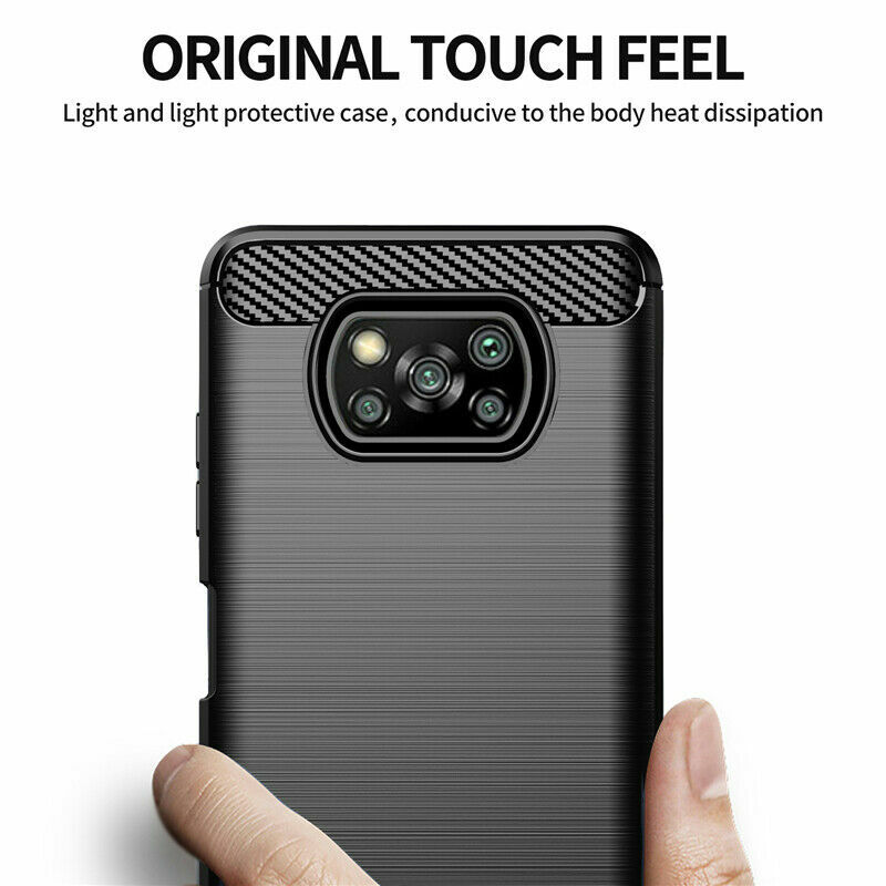For Xiaomi Mi Poco X3 NFC M3 Pro F3 Shockproof Carbon Fiber Silicone Cover Case