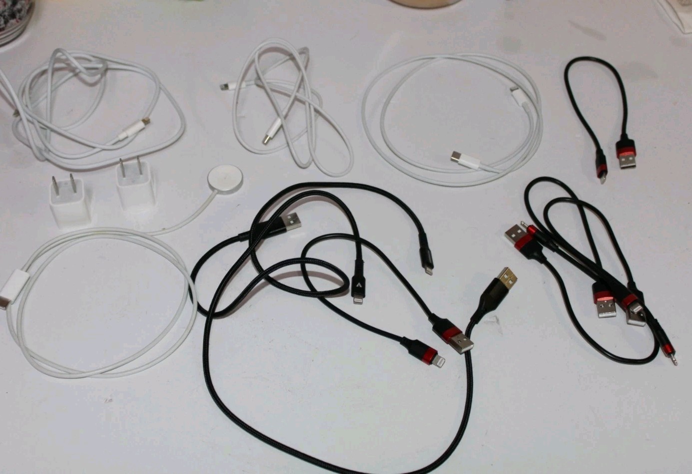 Lot Of 10 Apple Lightning to USB Cable – White And Black plus an Aw Charger