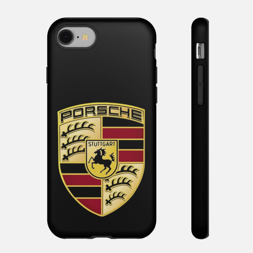 Porsche Logo iPhone Hard Case Black Tough Cover Luxury Phone 11–17 Pro Max