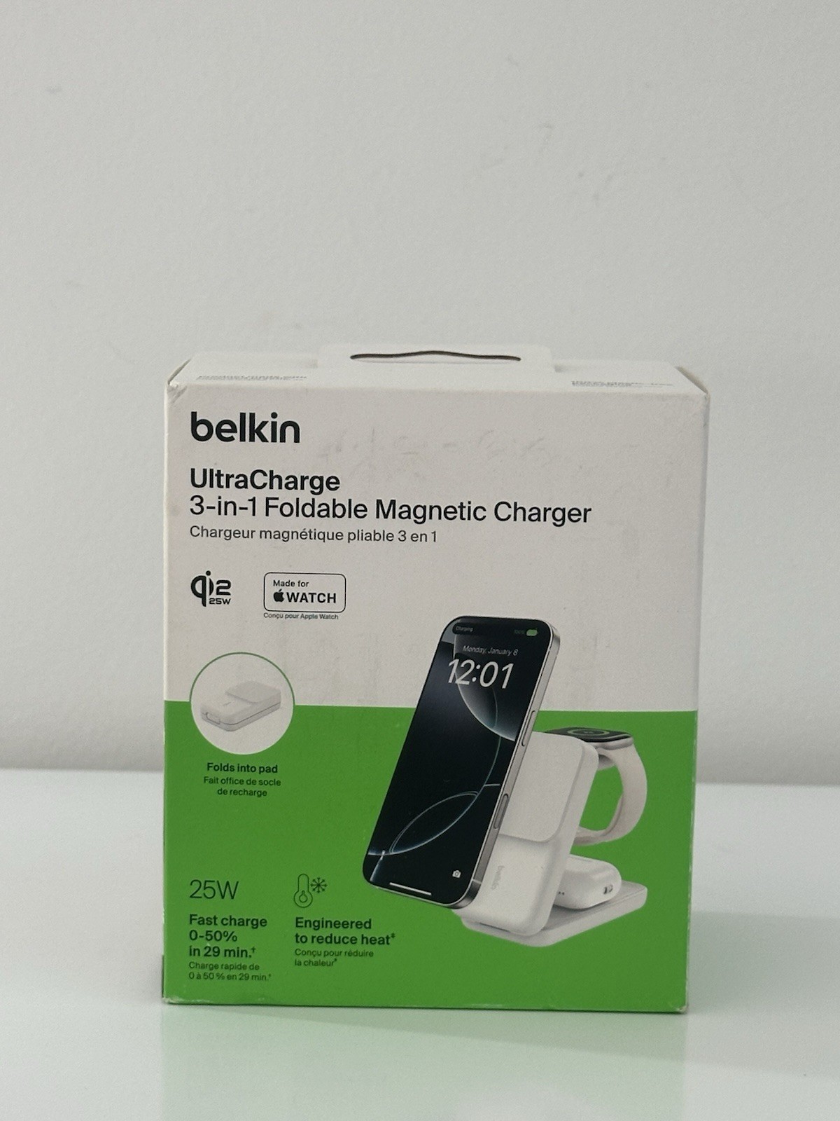 Belkin UltraCharge 3-in-1 Foldable Magnetic Charger 25w White