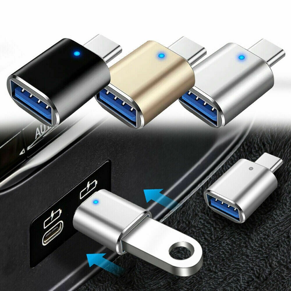 LED USB-C 3.1 Male to USB A Female Adapter Converter OTG Type C Android Phone
