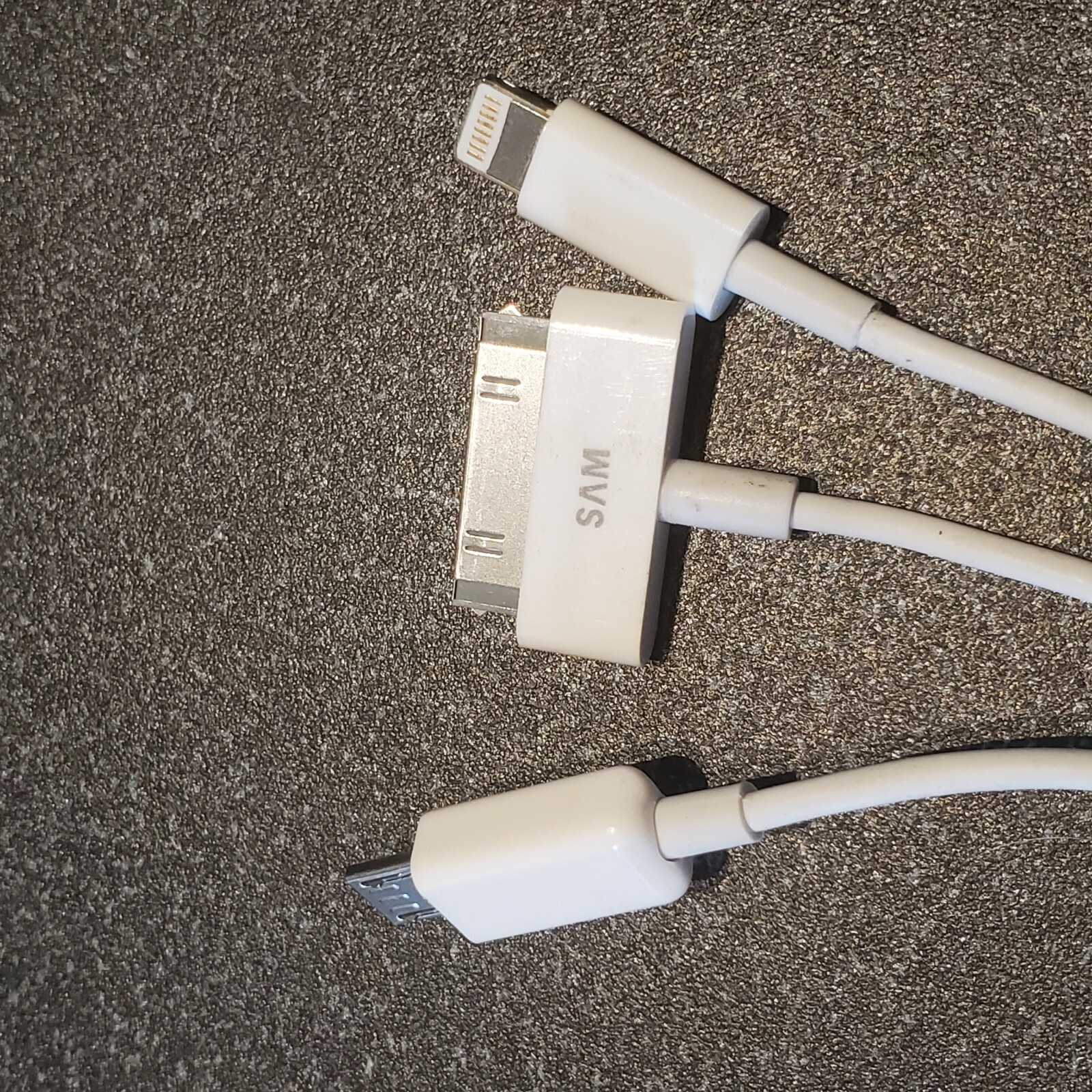 3 in 1 multi Charger Cable USB A male to 8 Pin I phone, micro USB, 30 Pin iPod