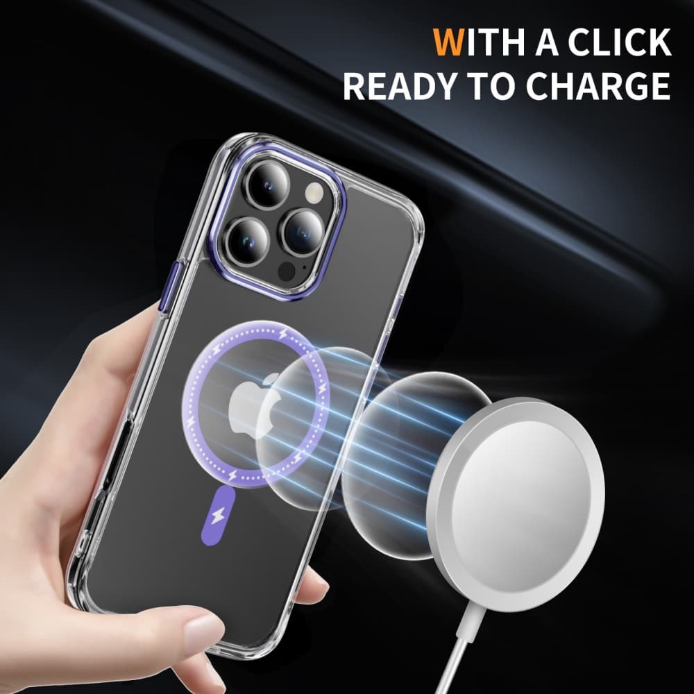 For iPhone 16e Pro Max Clear Magnetic Case, Anti‑Yellow Cover+2x Tempered Glass