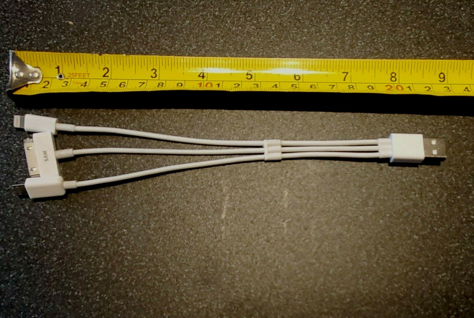 3 in 1 USB A male to USB Micro, 8 pin iPhone, 30 pin iPod (Samsung) charge cable