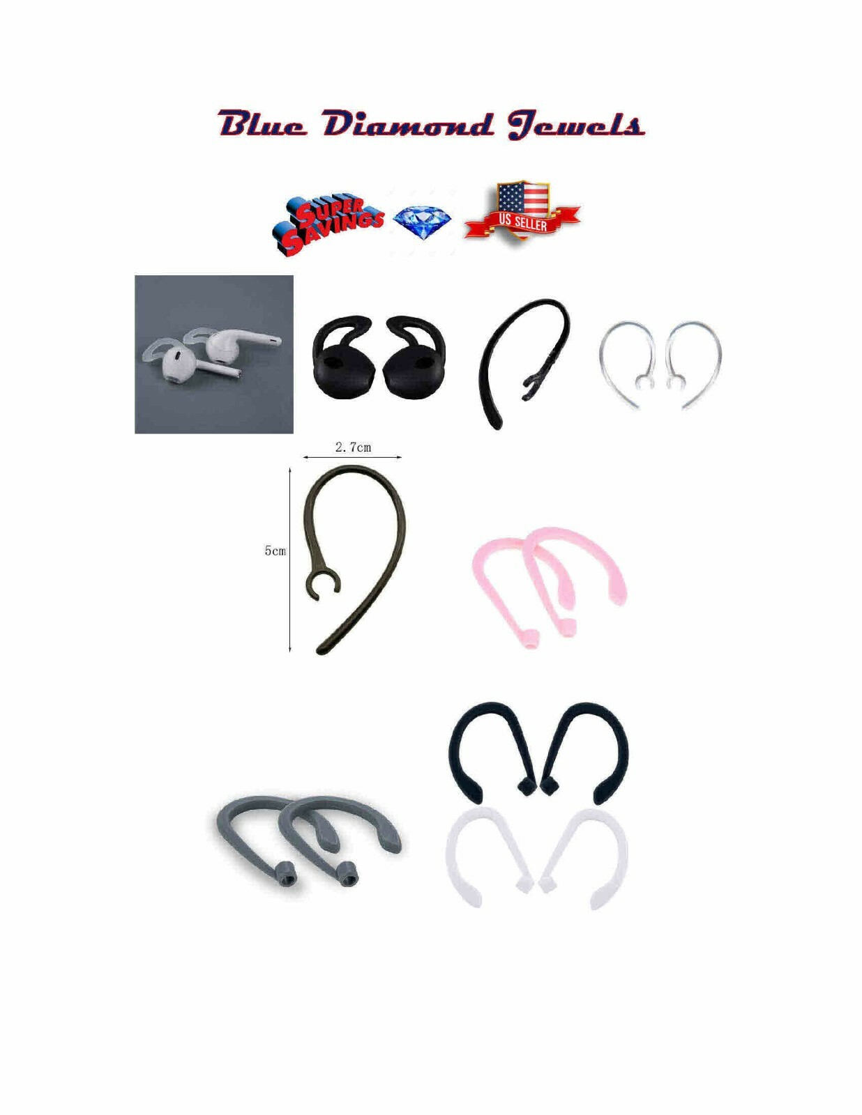 Ear Hooks for Earbuds and Bluetooth Asst’d Colors/Styles USA SELLER FAST SHIP
