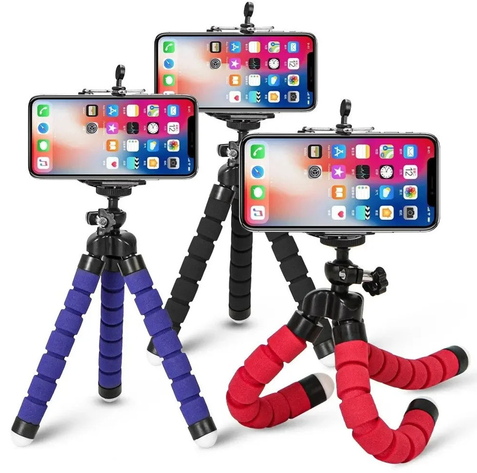 1 pc Mini Black Octopus Tripod Phone Holder Flexible Smartphone Tripod Stand NEW