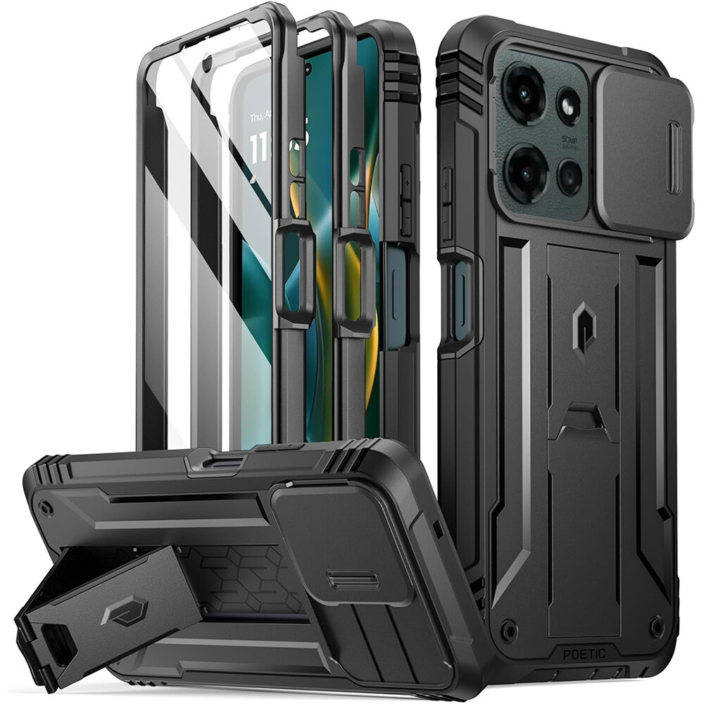 For Moto G 5G 2025 Case Poetic Built-in-Screen Kickstand Slide Camera Cover
