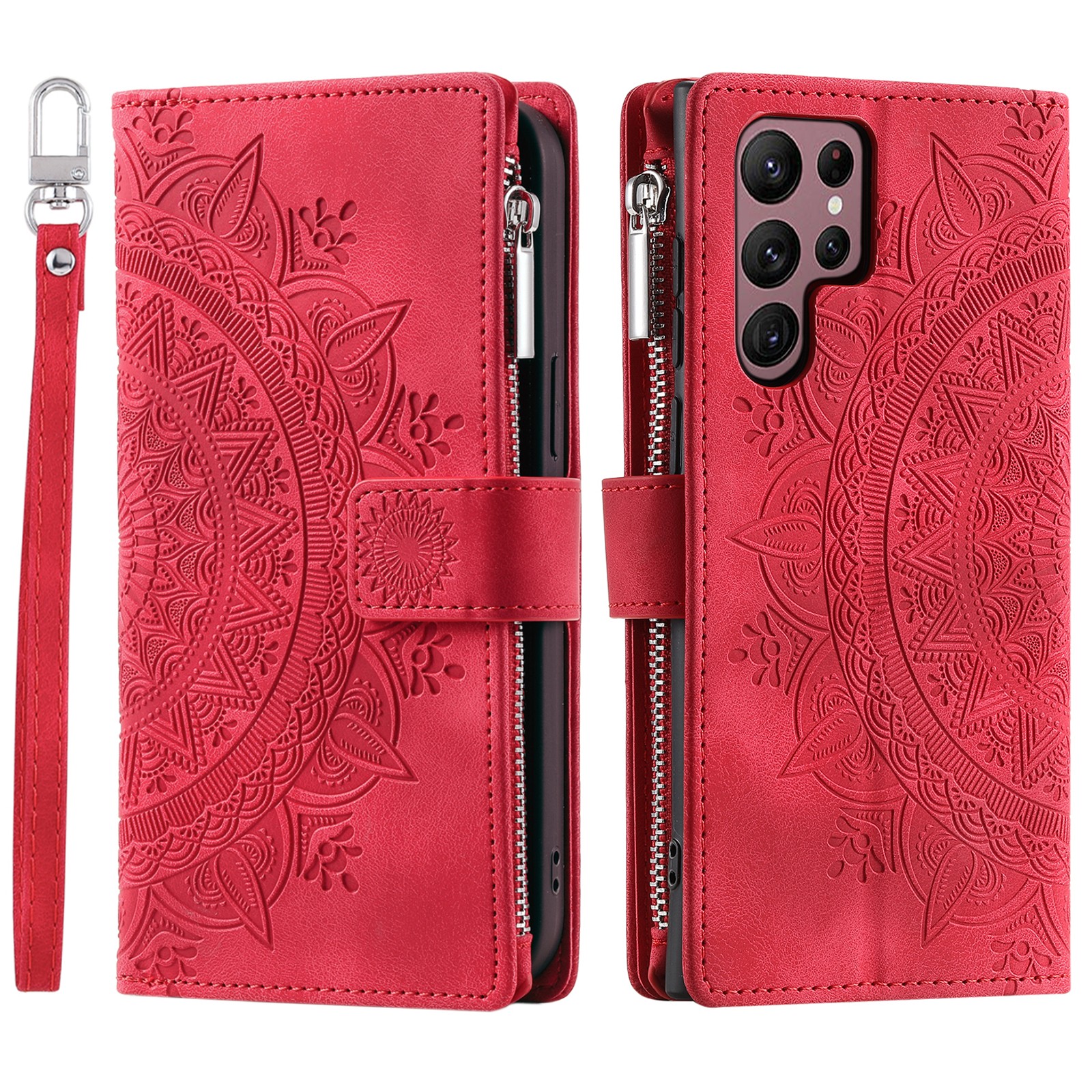 Zipper Leather Card Wallet Case For Samsung Galaxy S25 Ultra S24 S23 S22 S21 S20