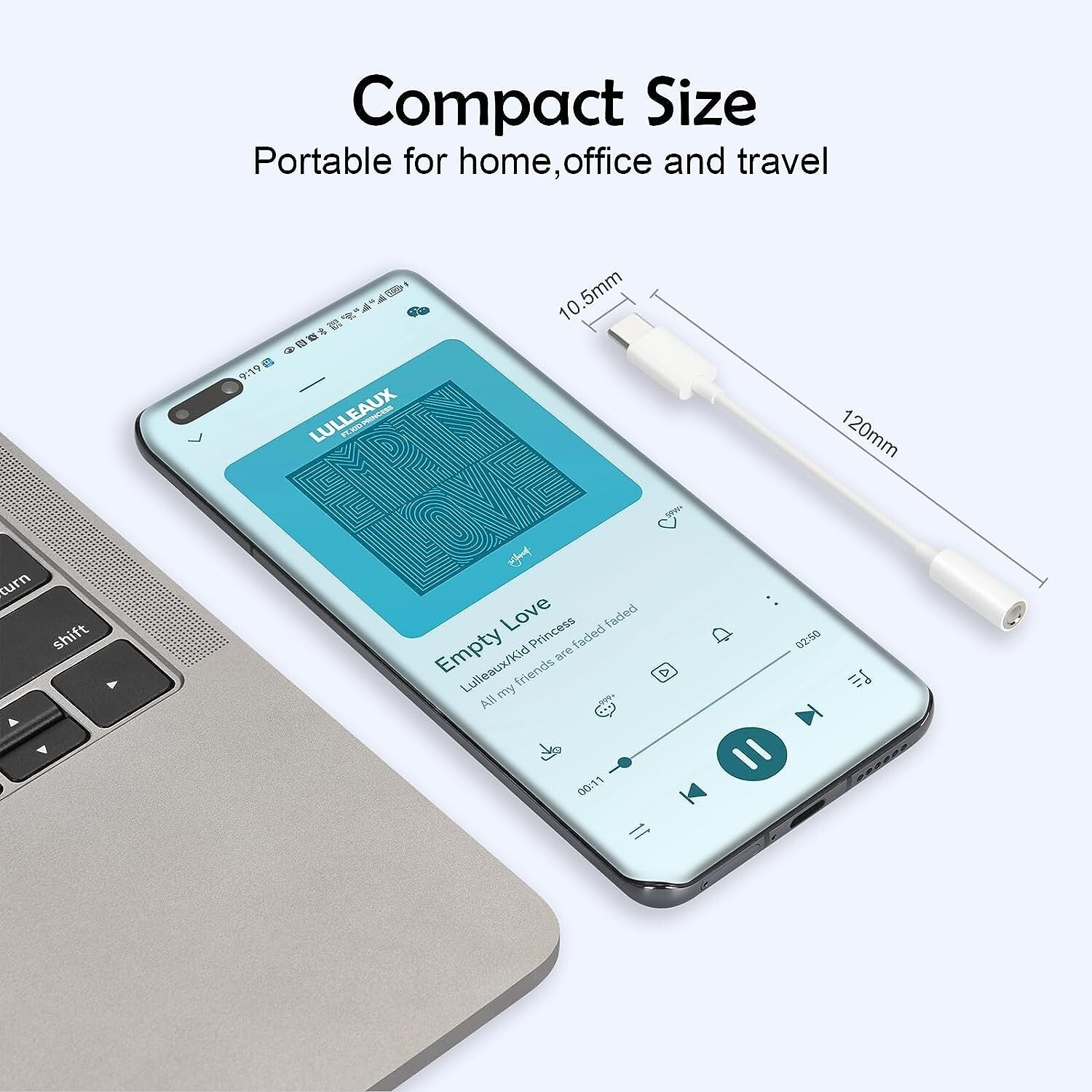 USB-C TypeC Adapter Port to 3.5MM Aux Audio Jack Earphone Headphone Cable USB