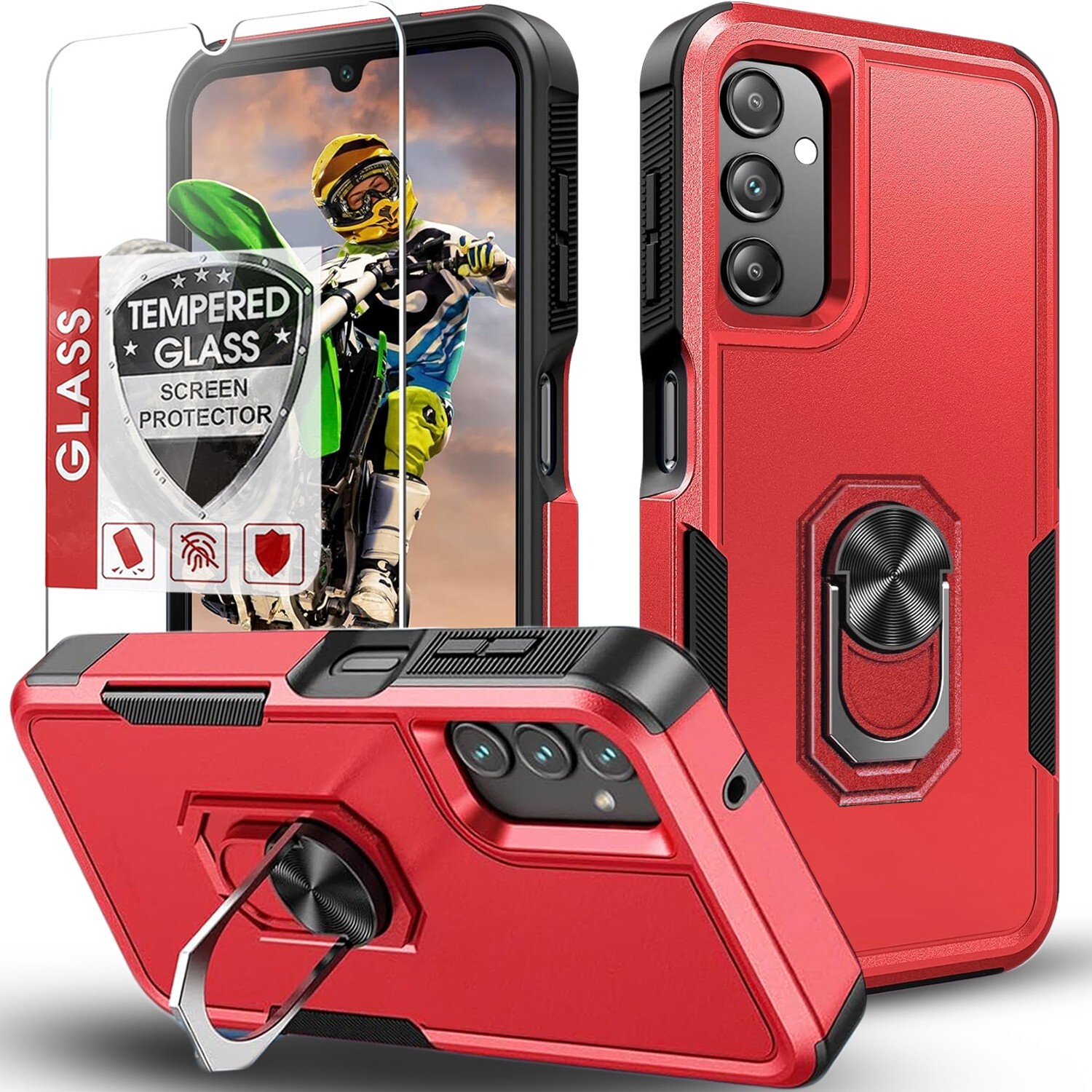 For Samsung Galaxy A13 5G Case Phone Cover Shockproof Kickstand + Tempered Glass