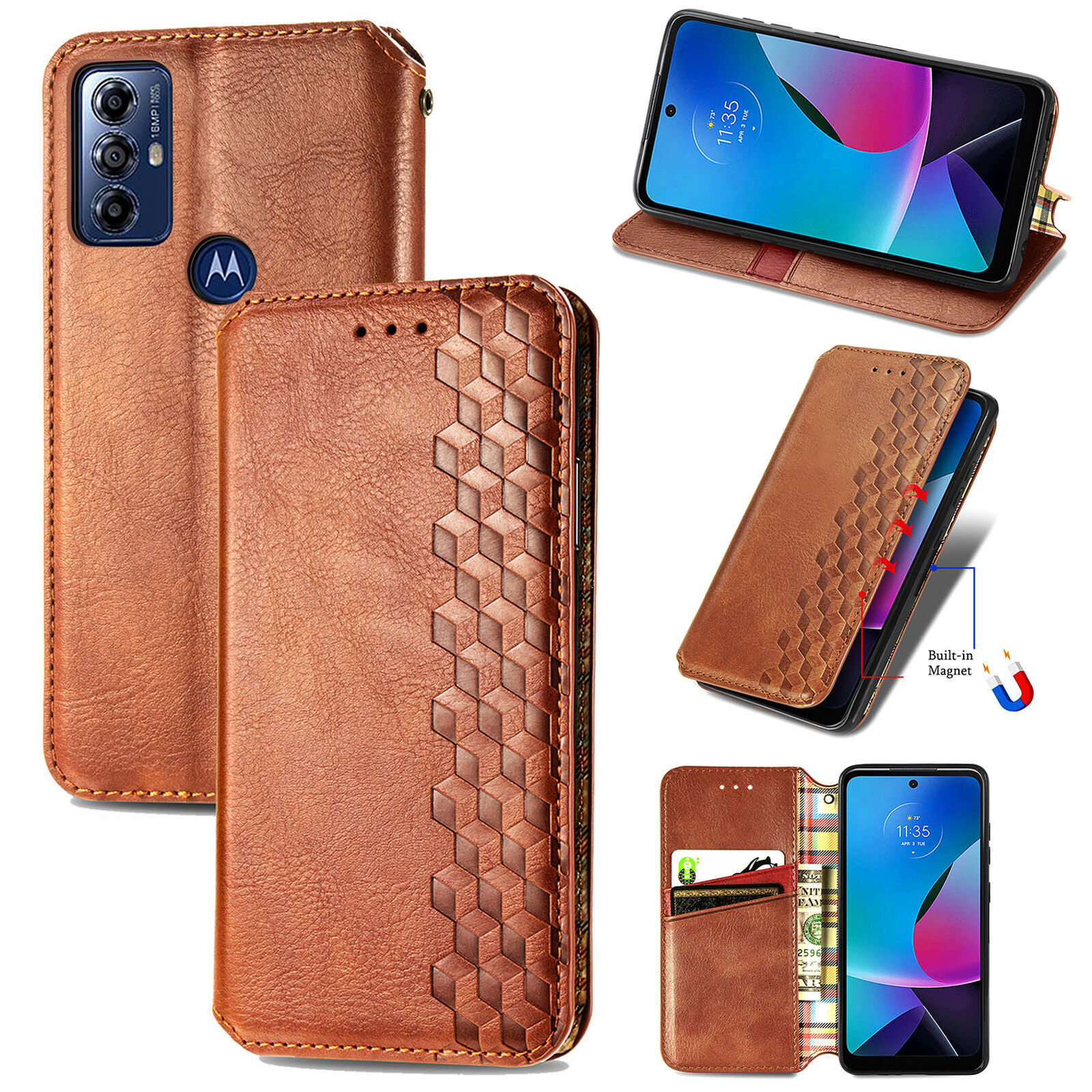 Plain Wallet Glossy Case Cover For Motorola Moto G Power Edge+ G Stylus 2025