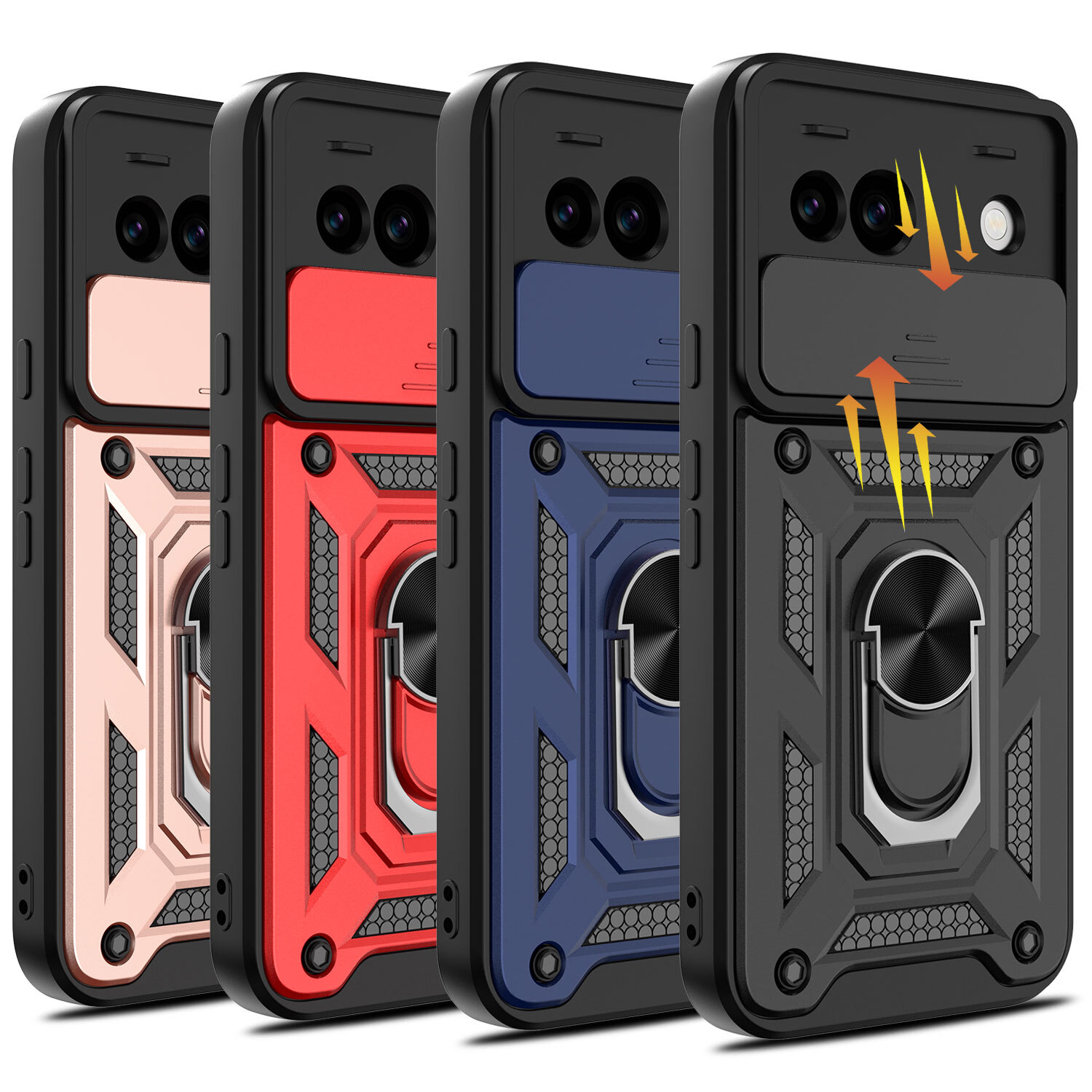 Shockproof Phone Case For Google Pixel 8a Heavy Duty Magnetic Ring Stand Cover