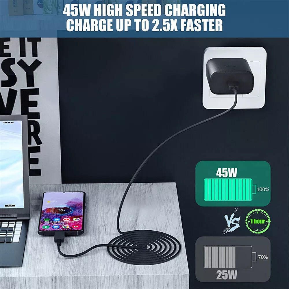 OEM Samsung 45W USB-C Super Fast Charging Wall Charger with Type-C Cable