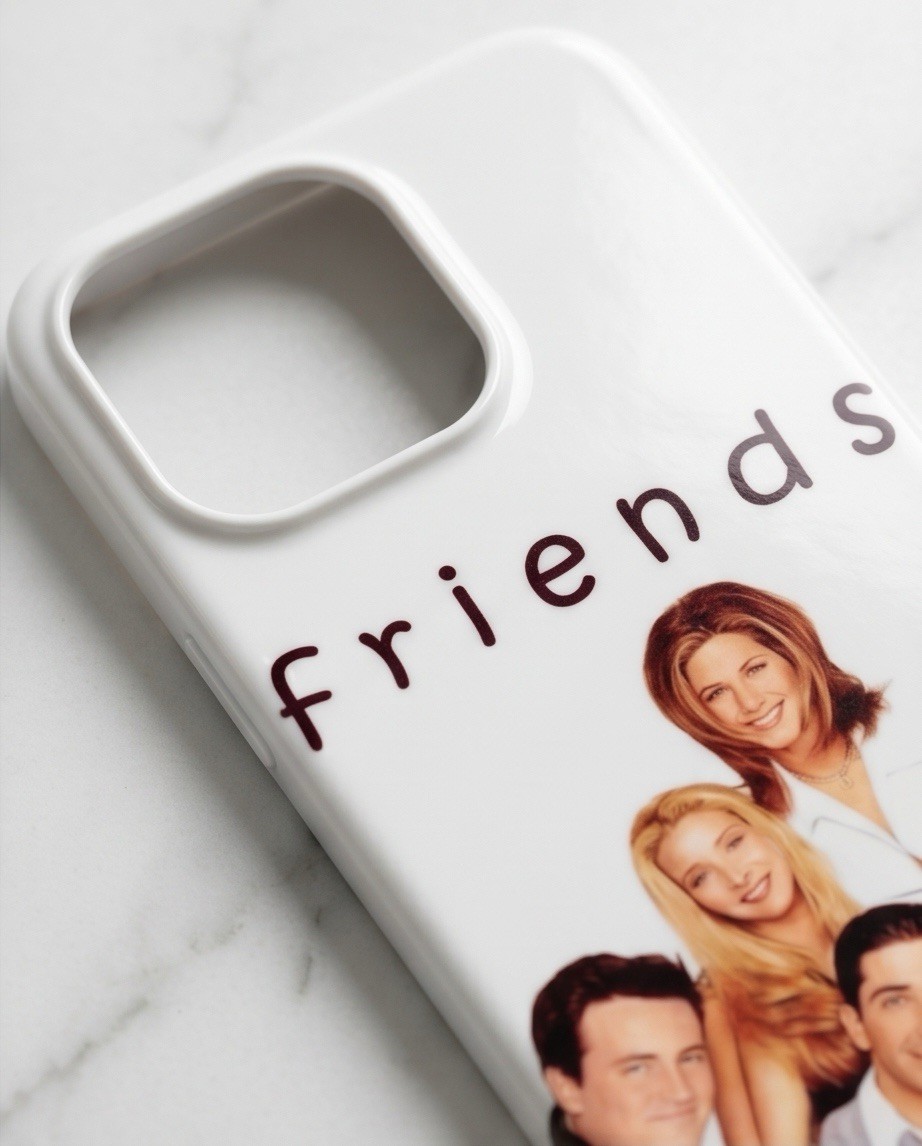 Friends Cartoon White Black Hard Back Case for iPhone 15 Pro Max, Fitted
