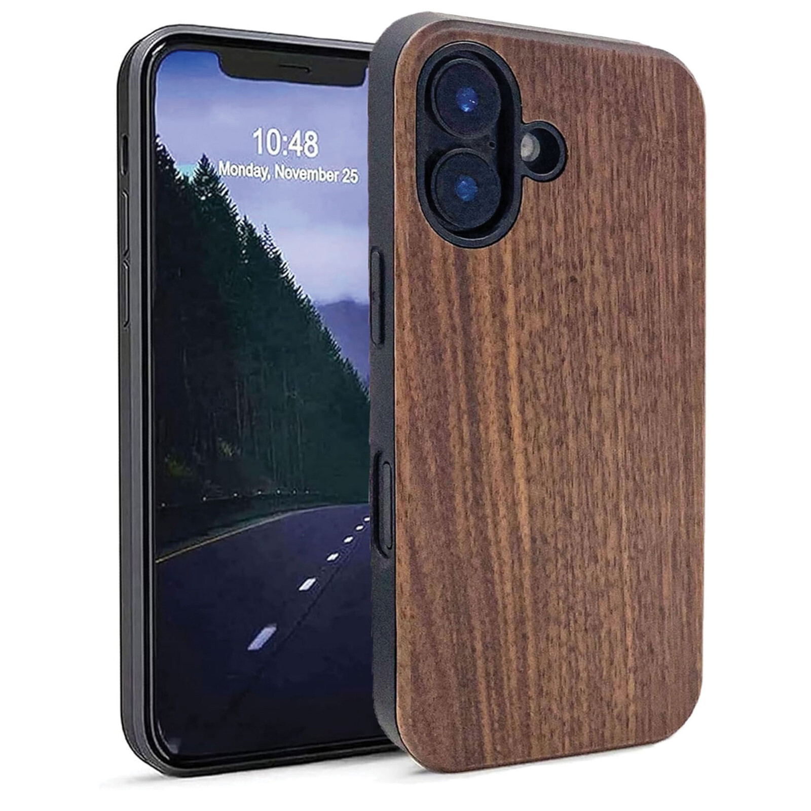 For iPhone 17 Real Wood Case Hybrid Shockproof TPU Wooden Protector