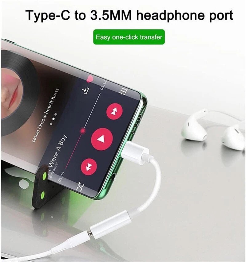 USB-C Type C to 3.5mm AUX Headphone Jack Adapter For iPhone 16/17/Android Phone