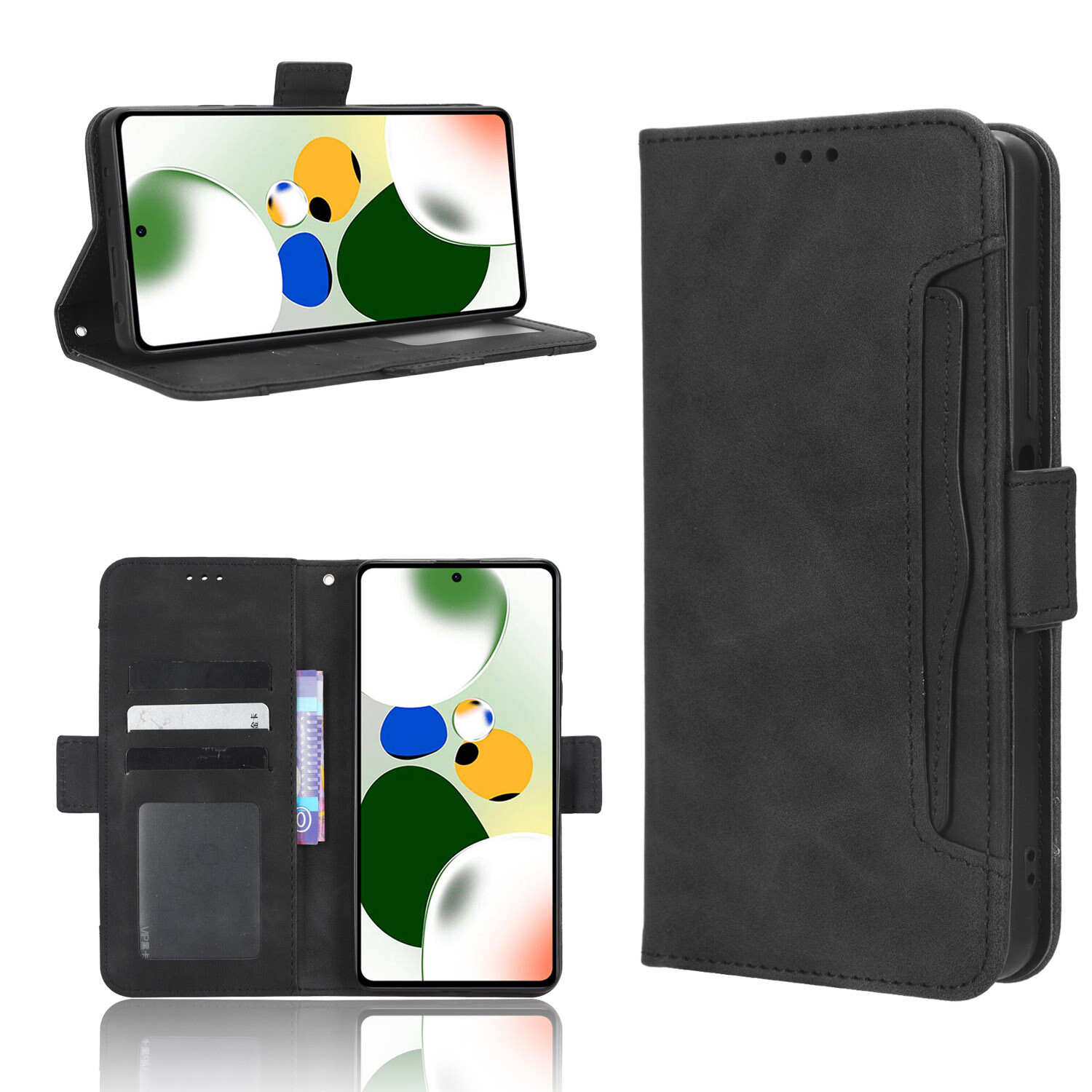 For Xiaomi Poco X5 X4 X3 M5 M4 M3 Pro 5G Leather Wallet Case + Screen Protector