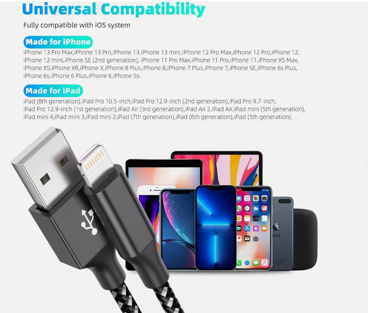 Fast Charger Cable Heavy Duty For iPhone 13 12 11 X XR 8 Charging Cord Wholesale