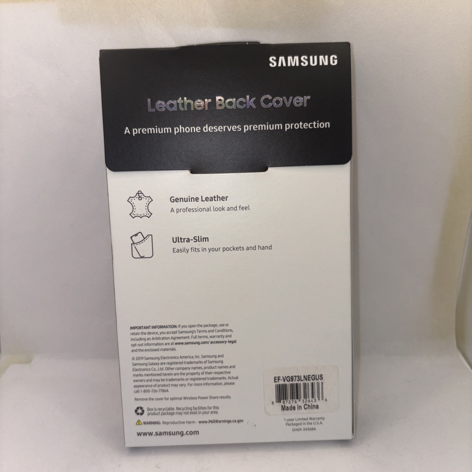 Original Samsung S10 Leather Back Case EF-VG973 navy Blue