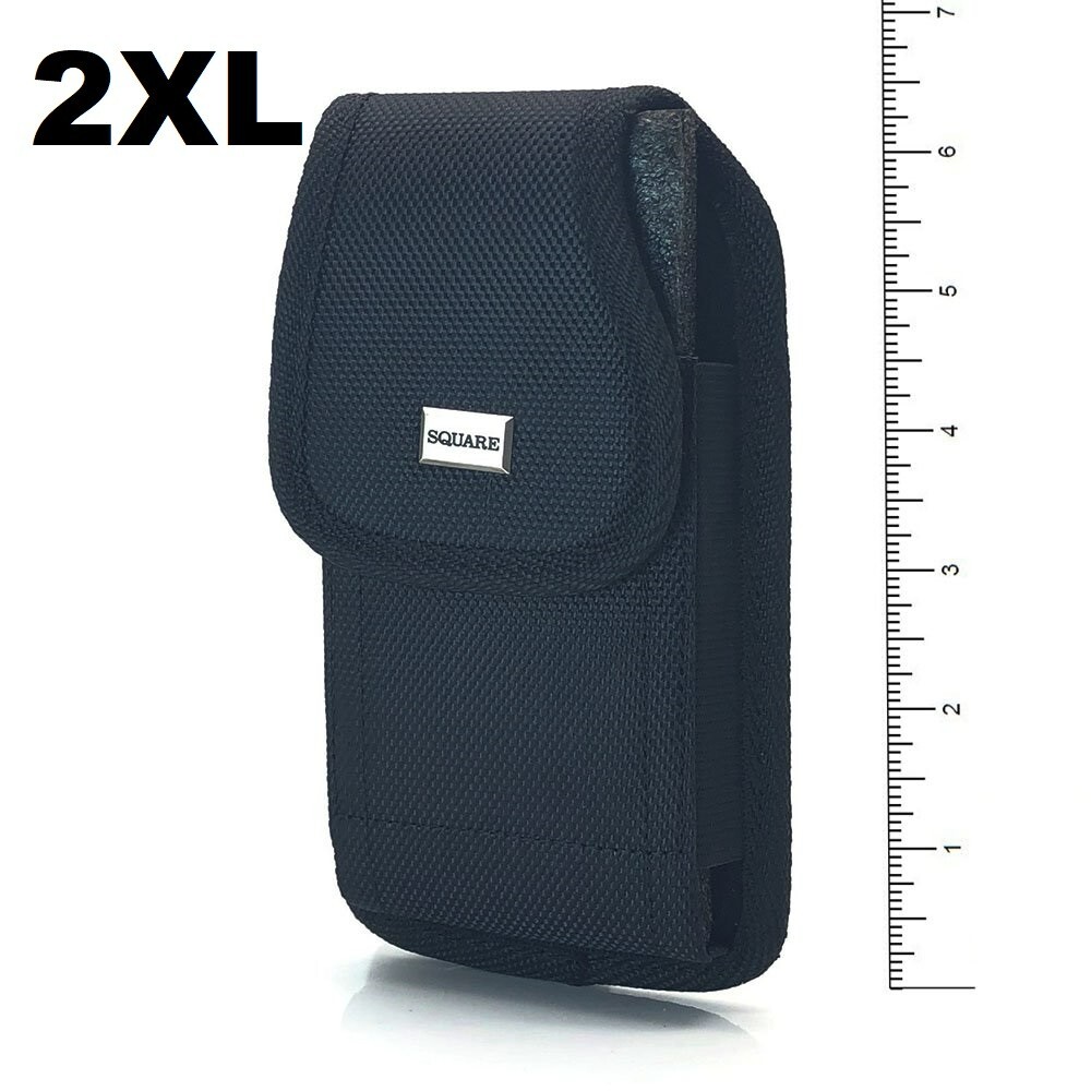 2XL RUGGED CELL PHONE VERTICAL POUCH WITH METAL CLIP AND BELT LOOP HOLSTER
