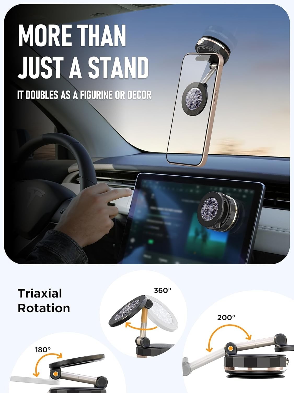 Luxury Magnetic Car Phone Holder with 360° Grip and 108 lbs Suction Power