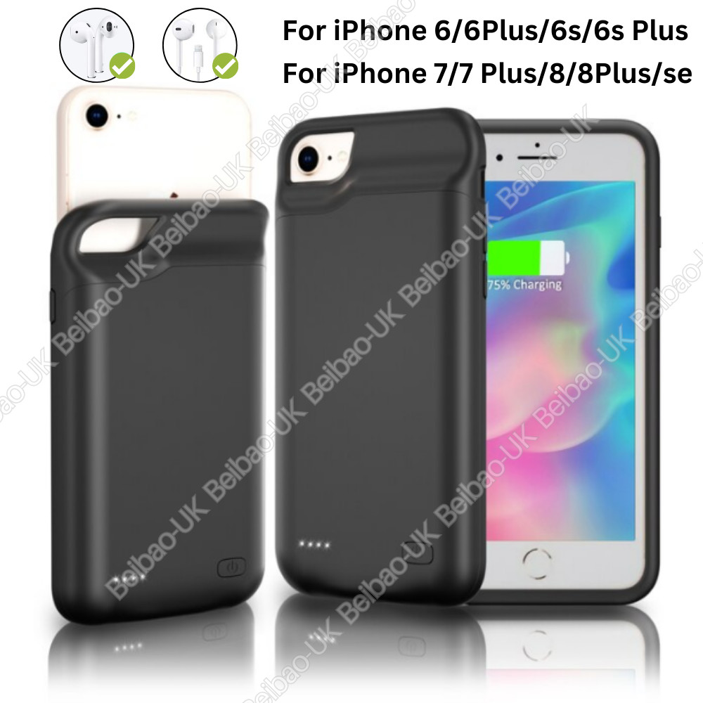 For iPhone 8 7 6 SE External Battery Case Power Bank Charging Cover Fast Charger
