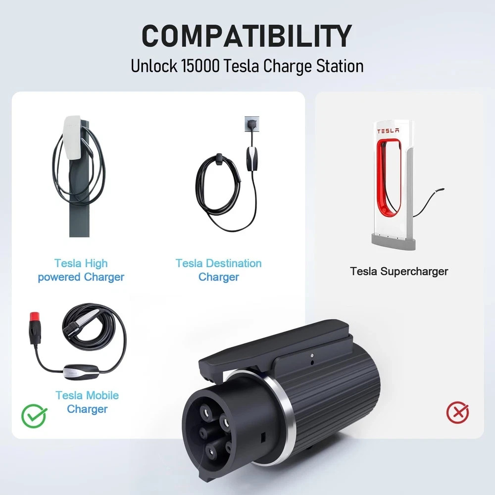 Tesla to J1772 Adapter, Max 80A 240V Fast Charging J1772 EV Charger Adapter c…
