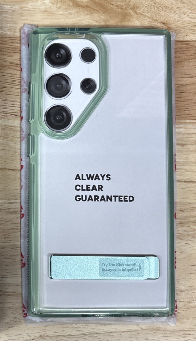 Zagg Santa Cruz Kickstand Case For Galaxy S24 Ultra, Clear/Green, With Gift Box