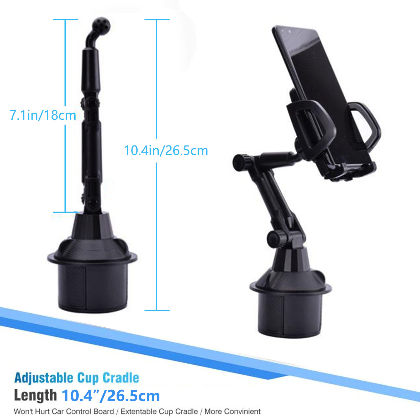 360° Cup Holder Car Mount Cradle for Cell Phone Drink Organizer Holder Universal