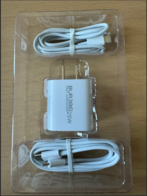 BURJME Fast Charger for iPhone & Android Devices with 2 USB-C PD Cables (25W)