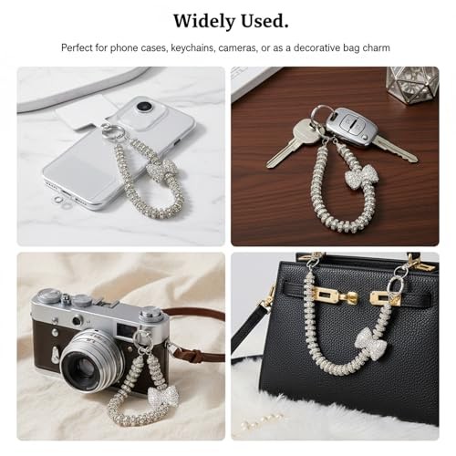 Luxury Diamond Phone Wrist Strap Beaded Cellphone Lanyard with Tether Tab
