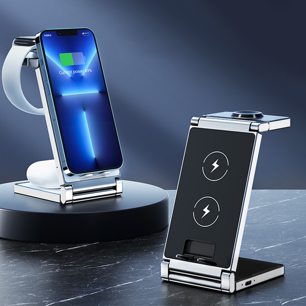 15W 3in1 Wireless Charger Station Charging Dock For Apple Watch 11/10 iPhone 17