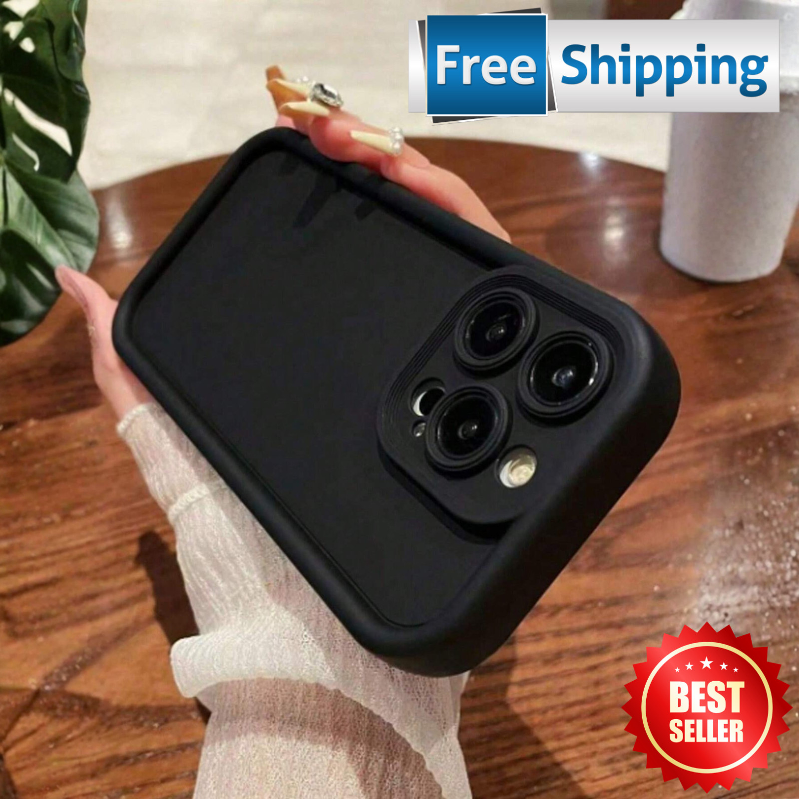 Matte Black Silicone Case for iPhone 16 15 14 13 12 11 Pro Max Shockproof Cover