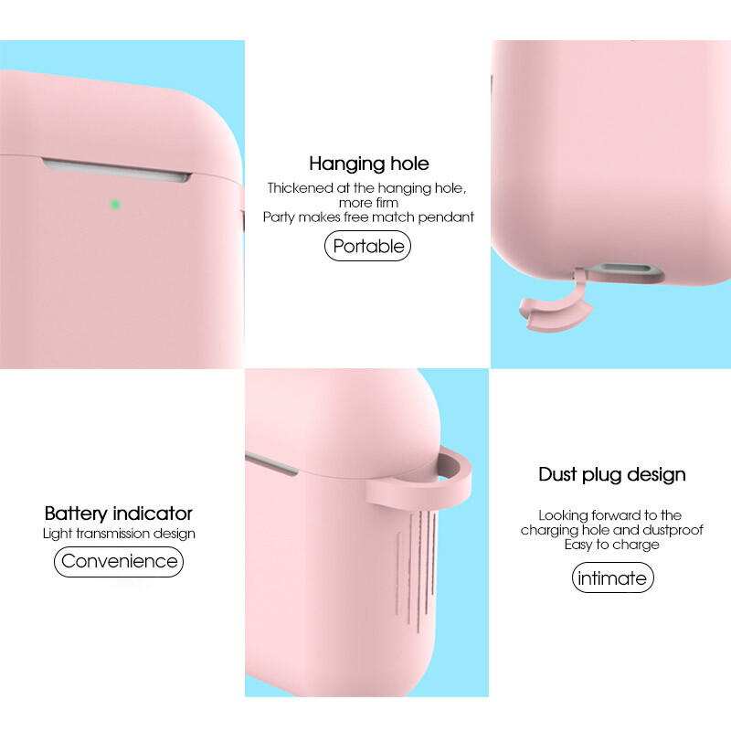 For Apple AirPods 2 & 1 Silicone Protective Case Full Cover + Fur Ball Keychain