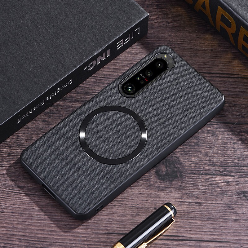 For Sony Xperia 1VII 10VII 5 IV 5III Shockproof Cloth Leather Magsafe Back Case