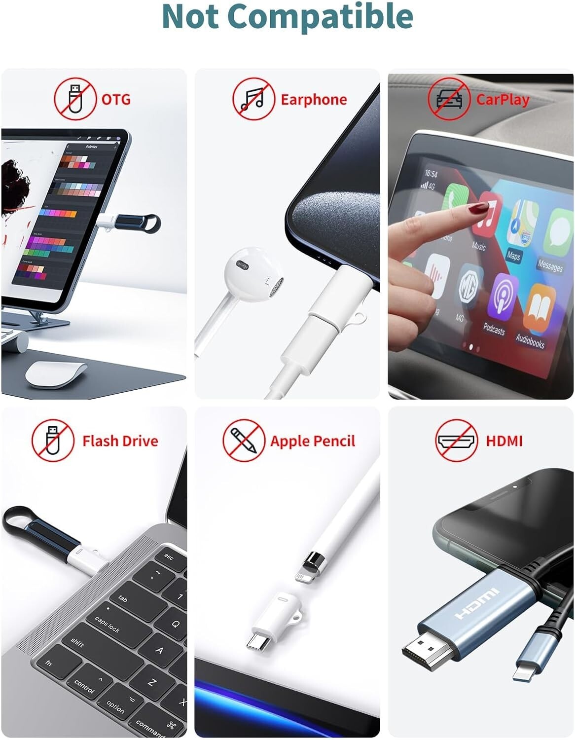 USB C to Lightning Adapter 3 Pack [Mfi Certified] Lightning Female to USB C