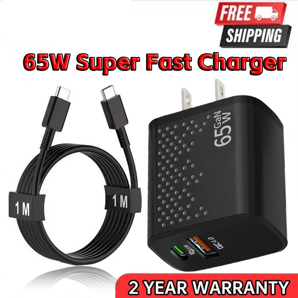 65W PD Power Fast Charger Wall Adapter+USB Cable for Samsung Galaxy S23 S22 S21+