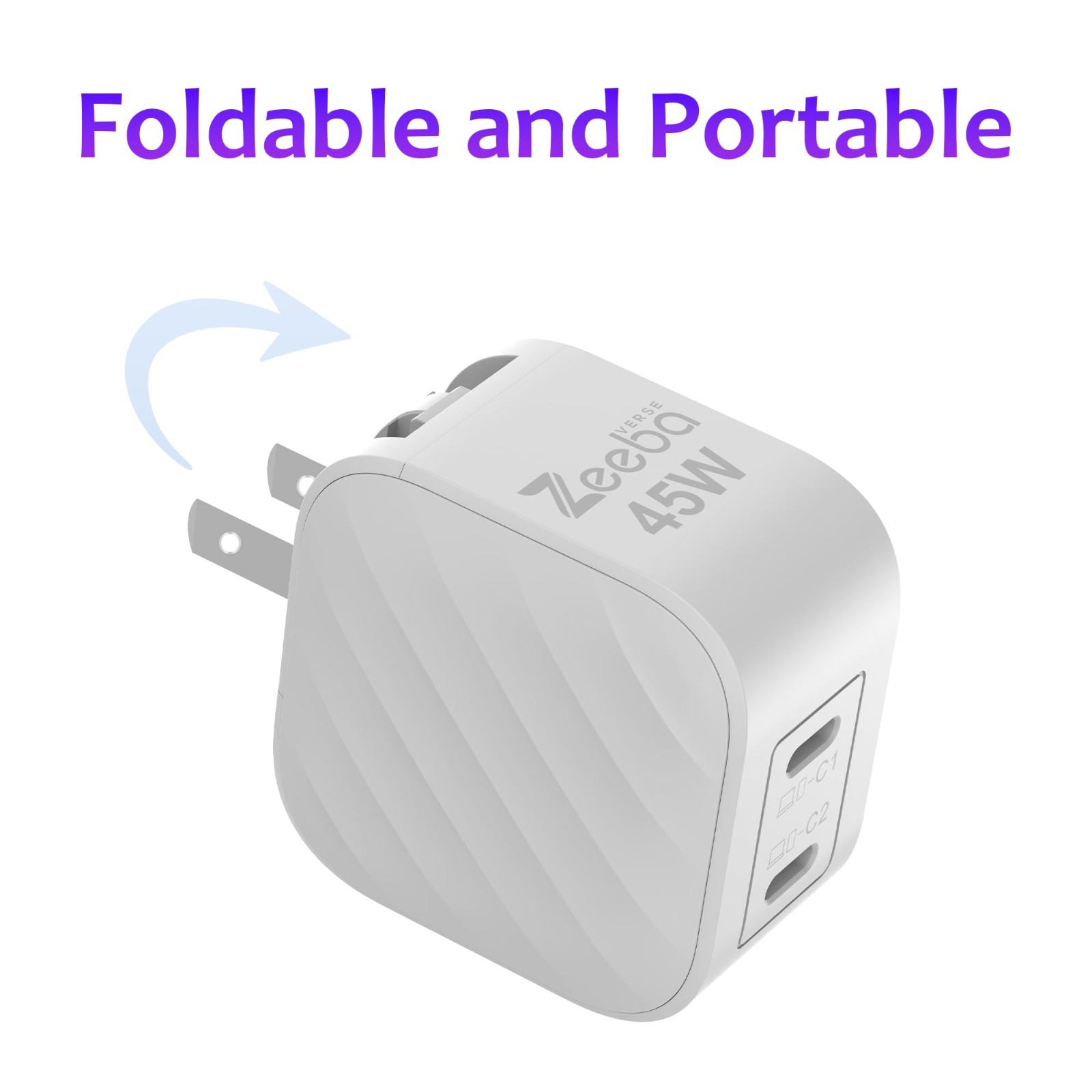 Zeebaverse 45W USB-C Fast Charger Dual Port with 3ft Cable Included