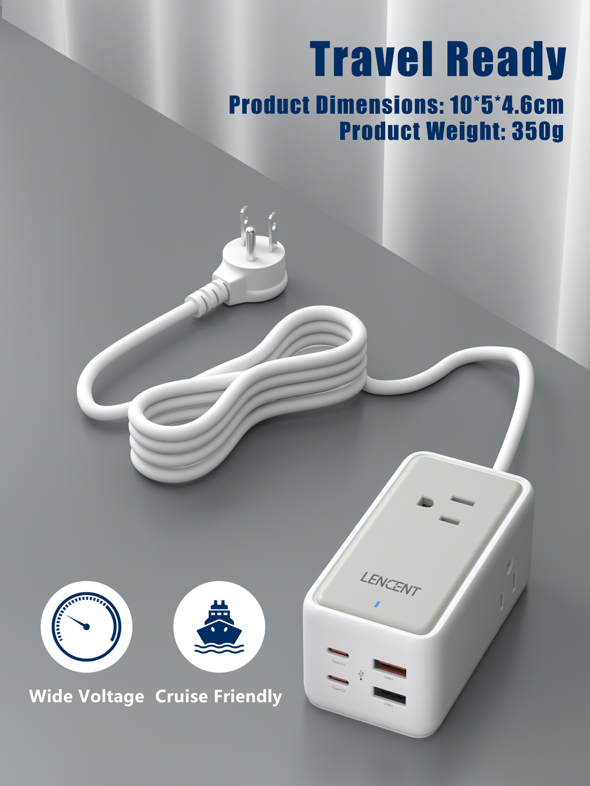 LENCENT PD65W GaN Charger Desktop Laptop Adapter Power Strip For iPhone Macbook