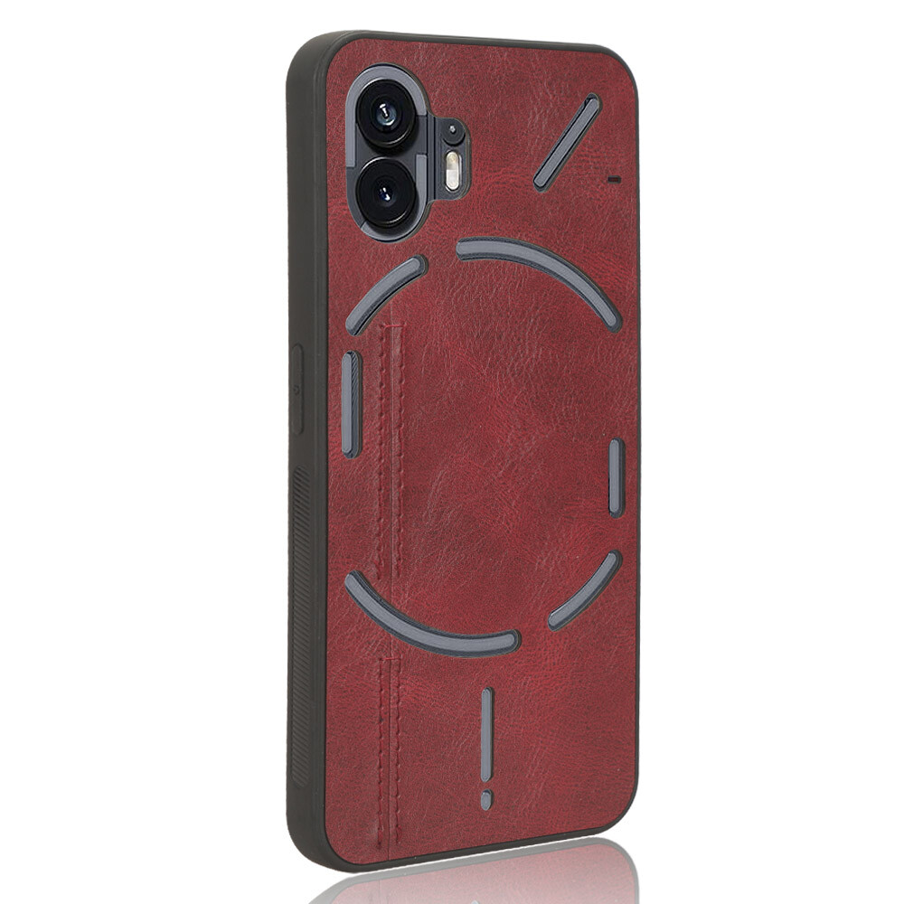 For Nothing Phone 2 Retro Suture Soft Edge PU Leather PC Hard Back phone Case