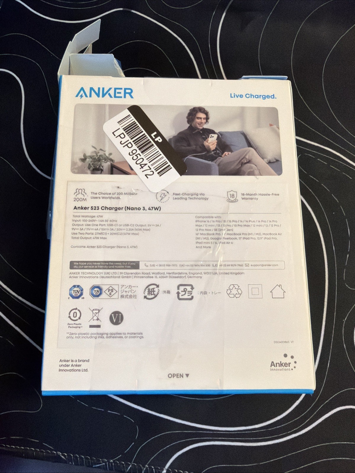 Anker 523 Nano Charger – Compact 2 Port Fast 47W Charger USB-C – White