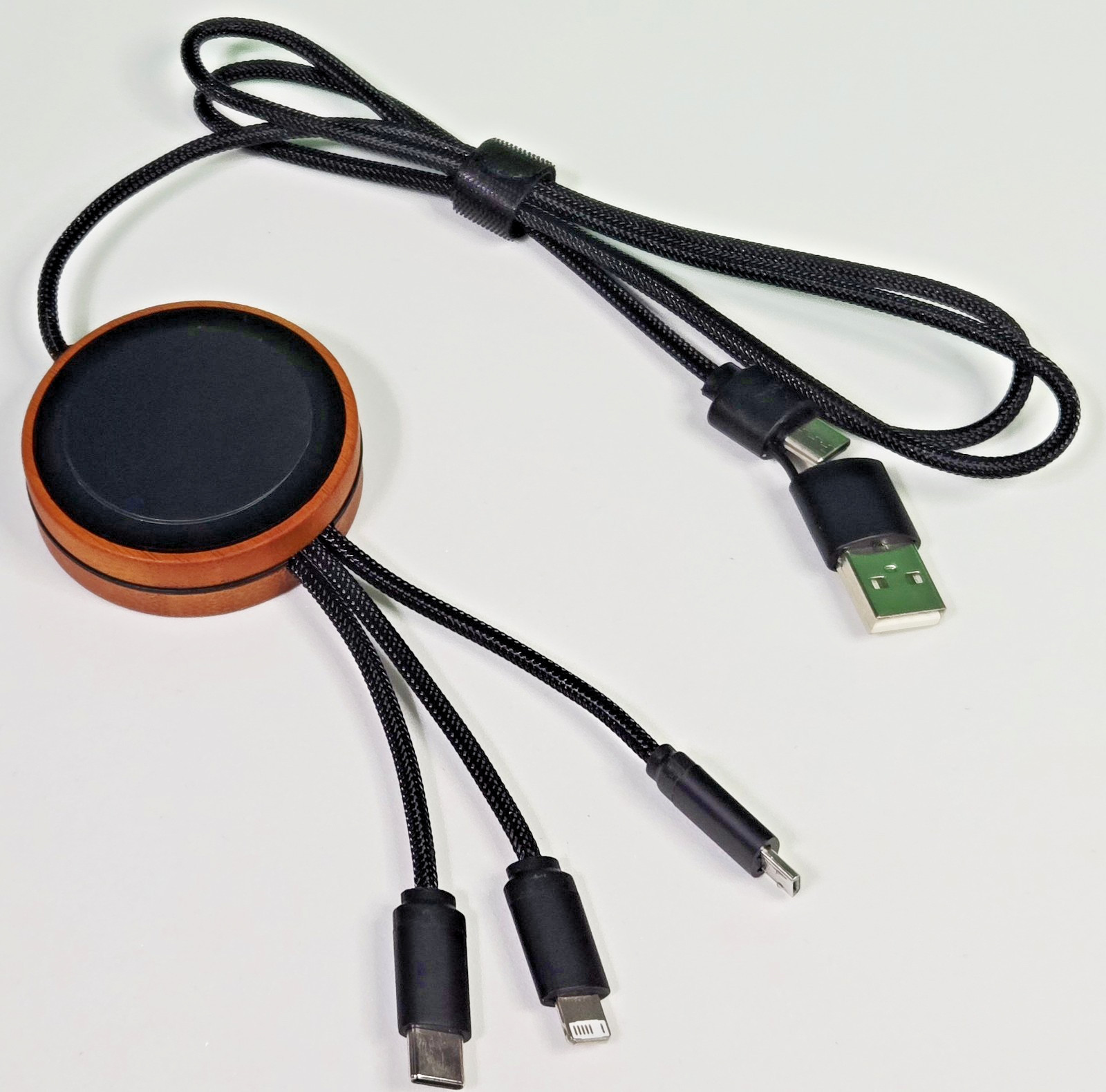 3-in-1 Charging Cable Hub + Wireless Charger USB-A USB-C 8-Pin Micro | Overstock