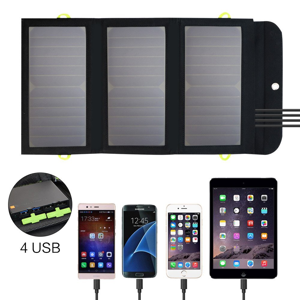 5V 21W Solar Panel Charger Foldable Portable 10000mAh Battery for iPhone Camping