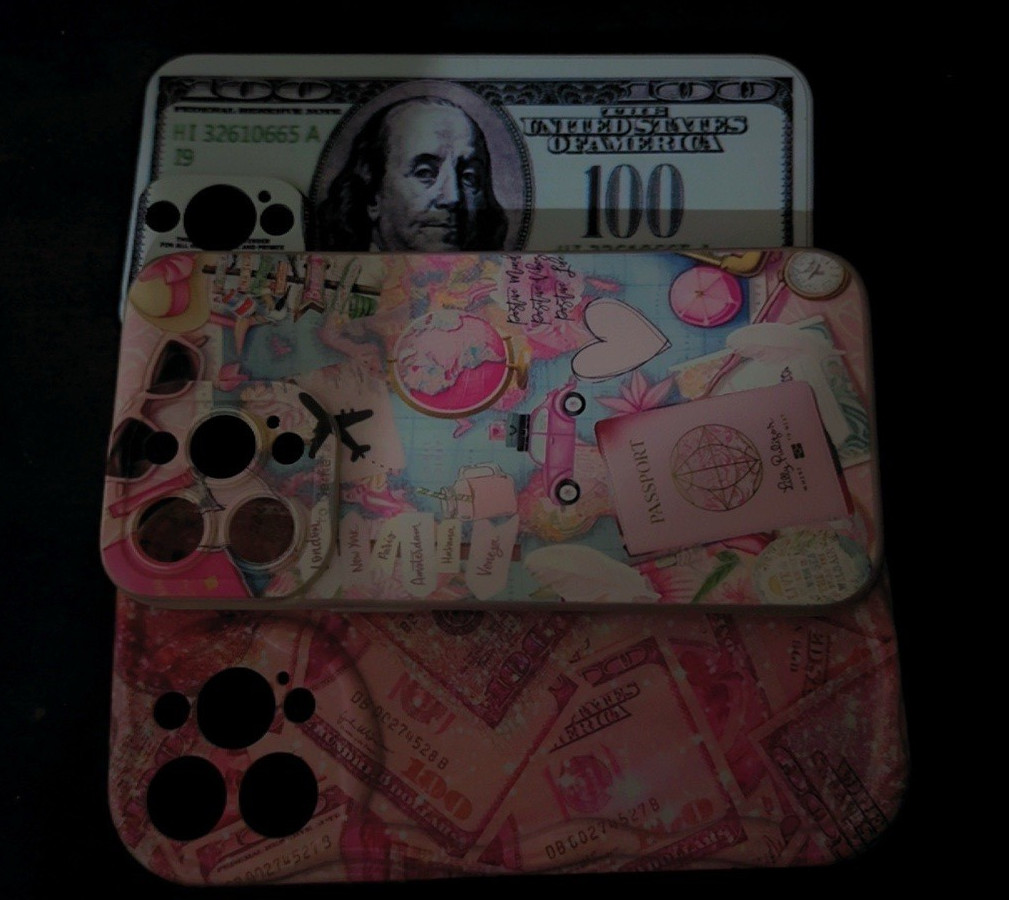 3 Patterned Back Cases for Apple, 15 pro max Money Theme, Multicolor